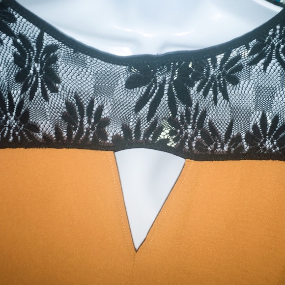 Orange and black lace blouse top - Picture 7 of 8